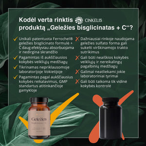 Geležies bisglicinatas + C