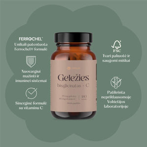 Geležies bisglicinatas + C
