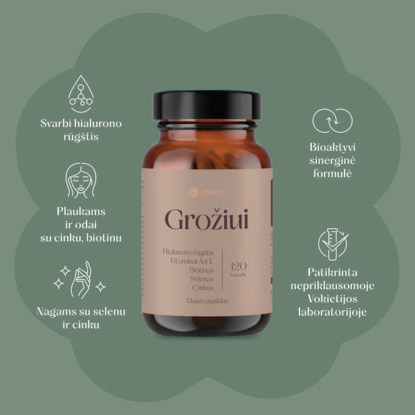 Grožiui: Hialuronas. Biotinas. Vitaminai