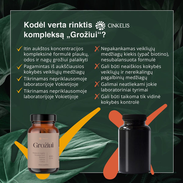 Grožiui: Hialuronas. Biotinas. Vitaminai