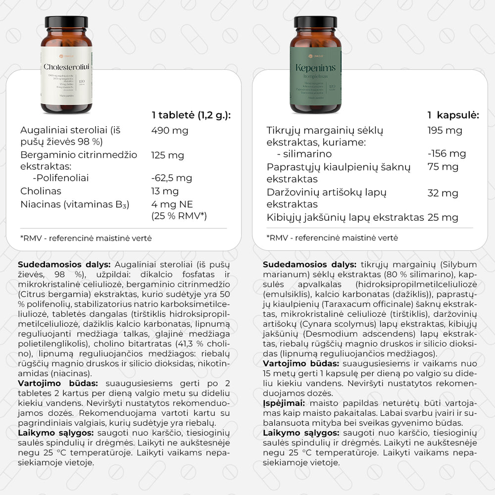 2 žingsnių cholesterolio ir kepenų palaikymo sistema