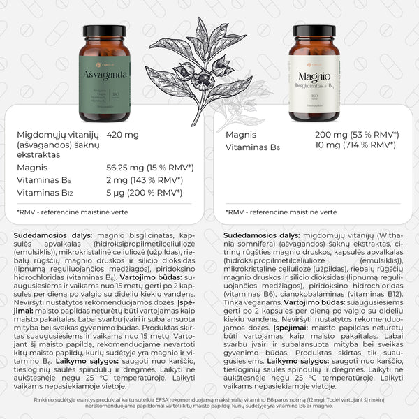 2 žingsnių gero miego sistema: Magnis + Ašvaganda